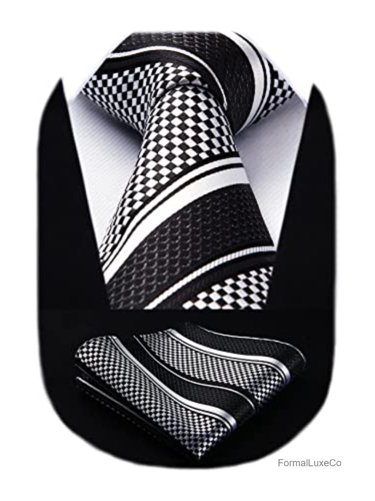 Classic Stripe Silk Blend Necktie  Pocket Square Set For Men